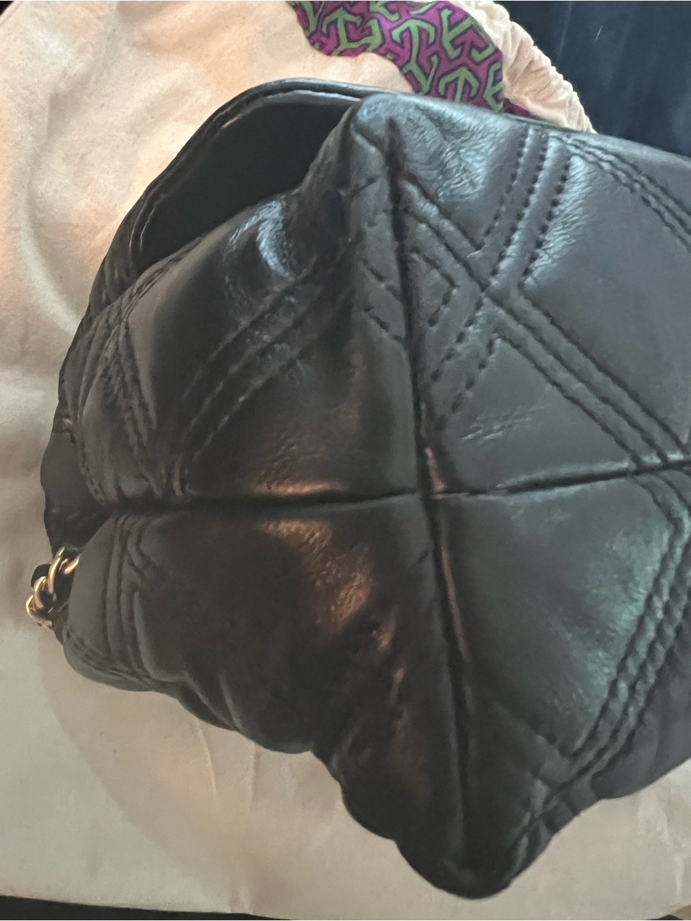 Tory Burch Black Quilted Leather Soft Fleming Shoulder Bag - Picture 6 of 14